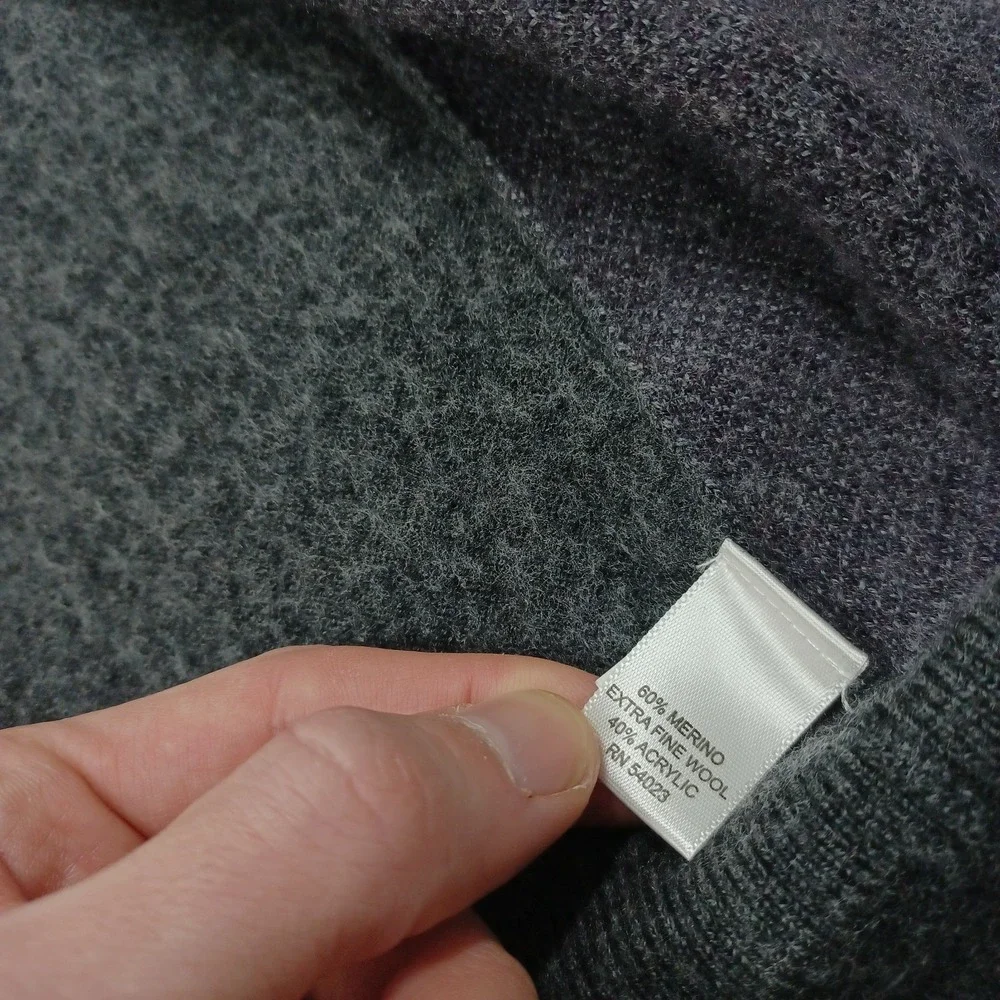 Vintage Banana Republic Sweater Mens Medium Gray Full ZIp‎ Wool Blend Preppy